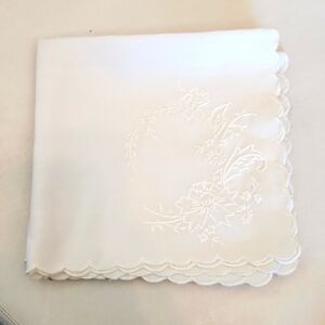 2 Vintage Embroidered Floral Napkins